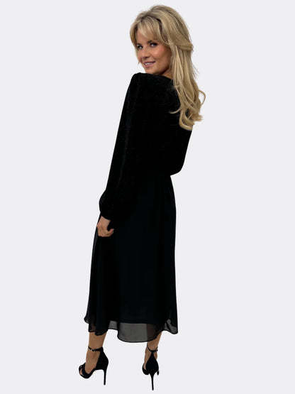 Kate And Pippa Monroe Chiffon mid1 dress with Black on Black Sparkle bodice