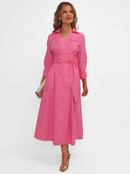 Kate And Pippa Penelope Cotton Midi dress with ring tie belt