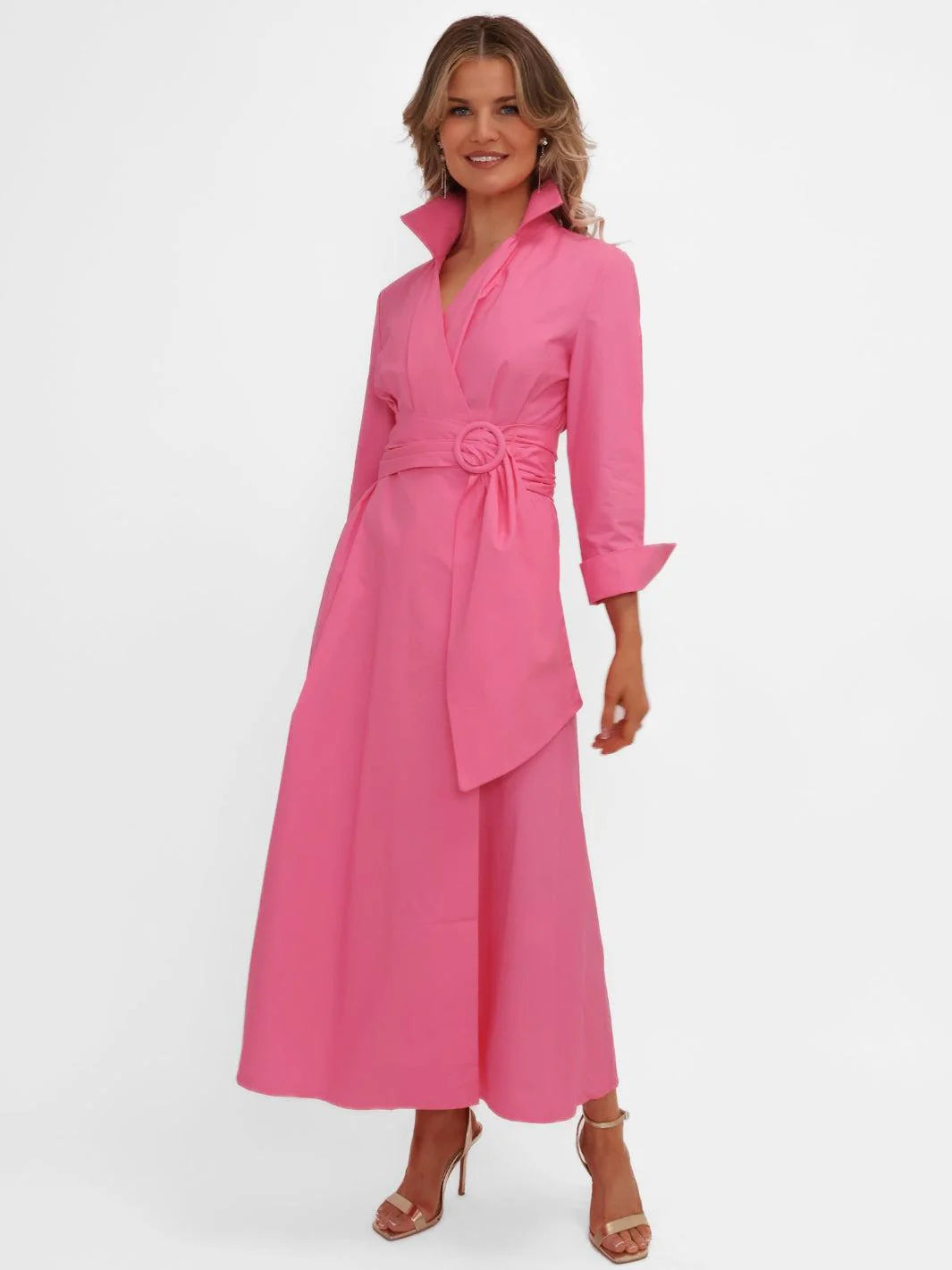 Kate And Pippa Penelope Cotton Midi dress with ring tie belt