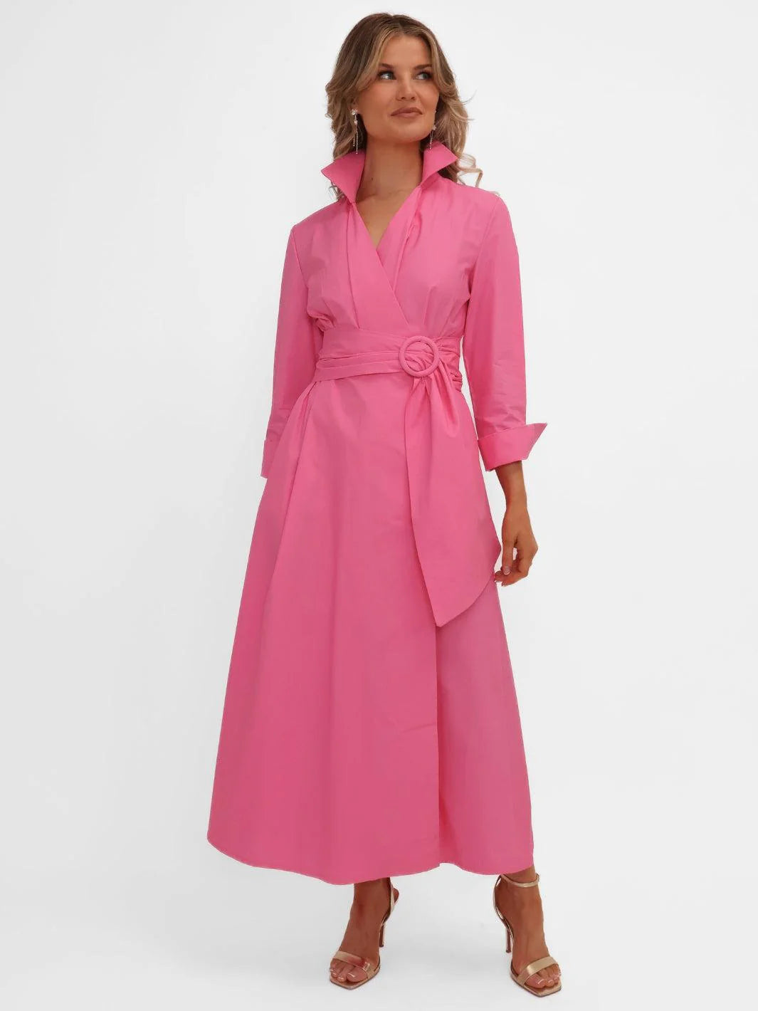 Kate And Pippa Penelope Cotton Midi dress with ring tie belt