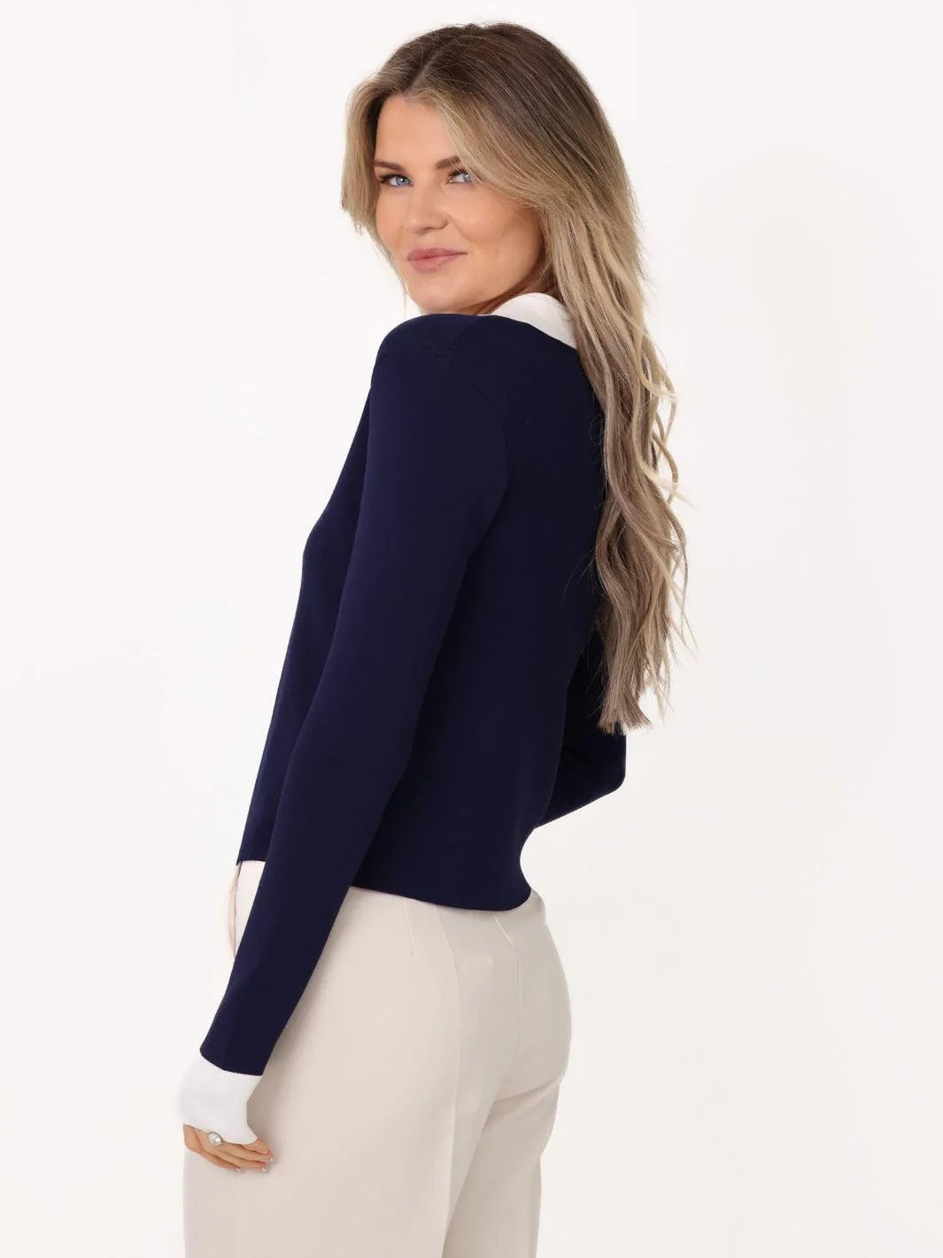 Kate And Pippa Raya Knit with contrast collar and cuff
