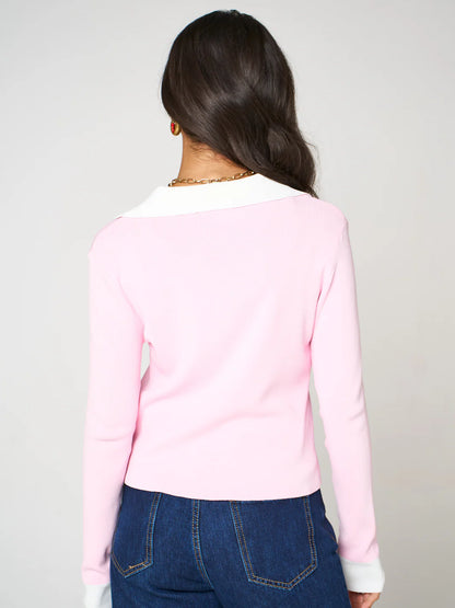 Kate And Pippa Raya Knit with contrast collar and cuff