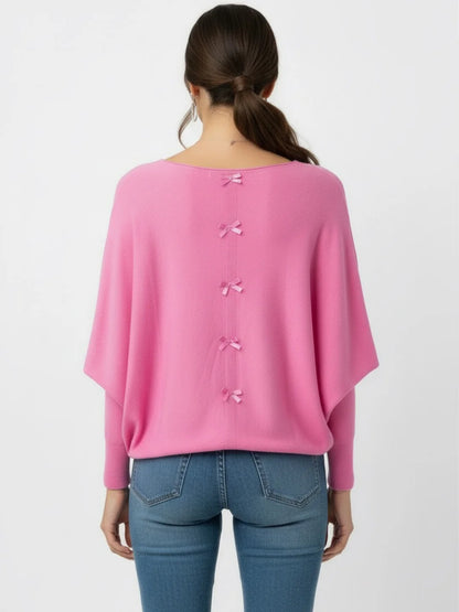 Kate And Pippa Venice Bow back knit in Candy Pink