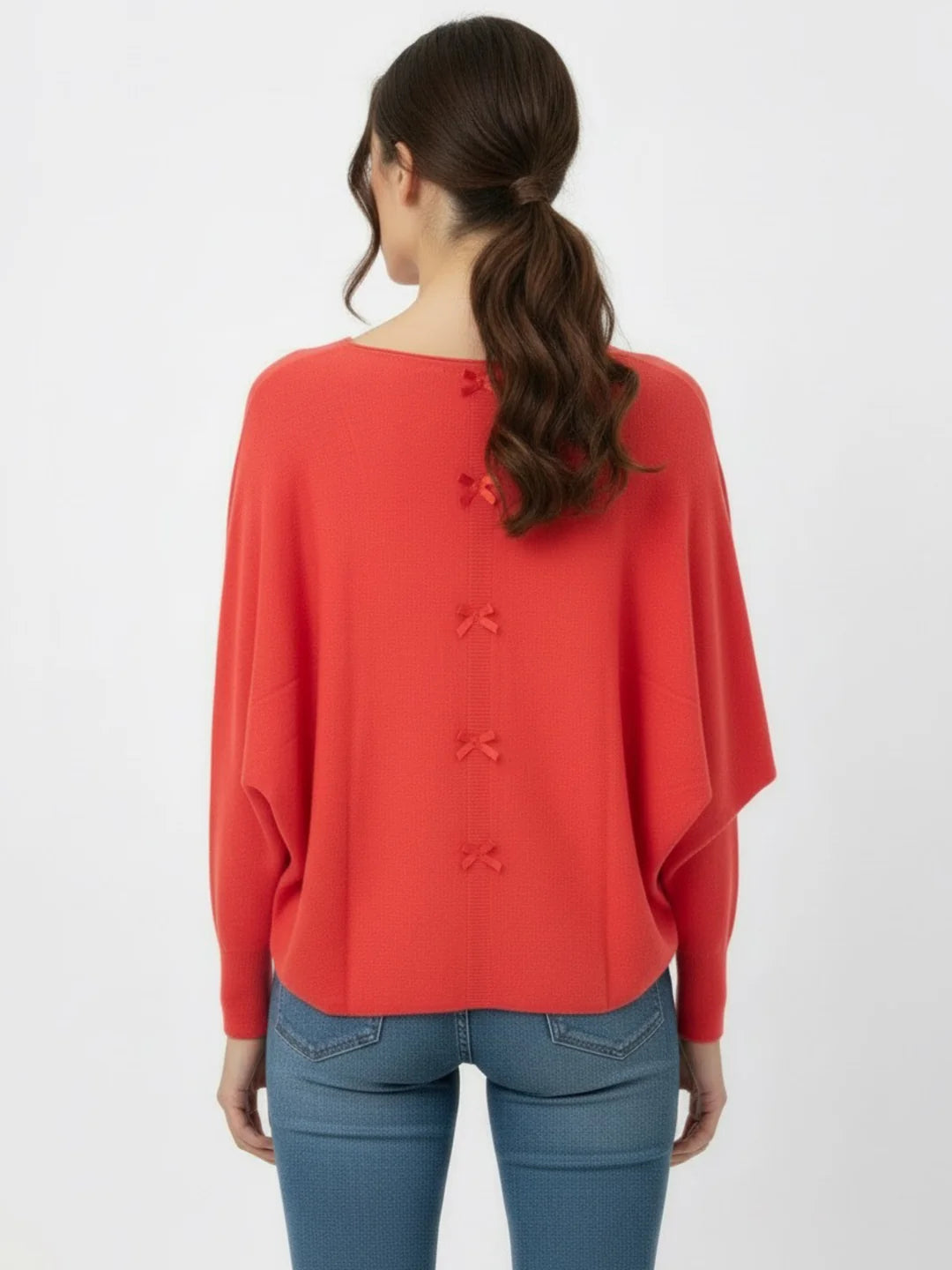 Kate And Pippa Venice Bow back Knit in  Coral