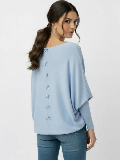 Kate And Pippa Venice Bow Back Knit Baby Blue