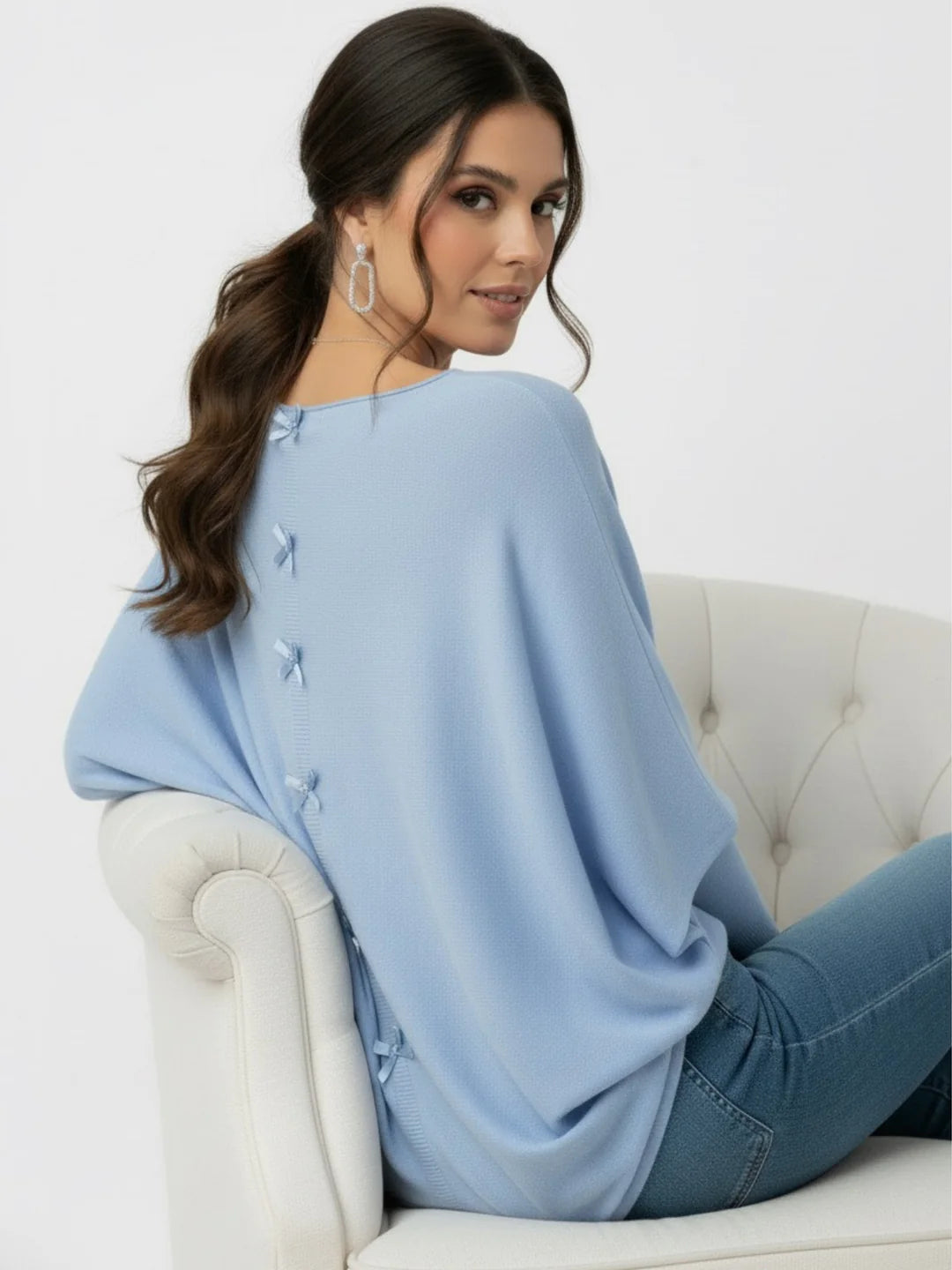 Kate And Pippa Venice Bow Back Knit Baby Blue
