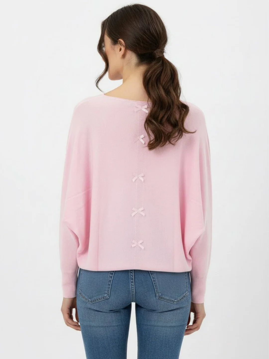Kate And Pippa Venice Bow Back knit in Baby Pink