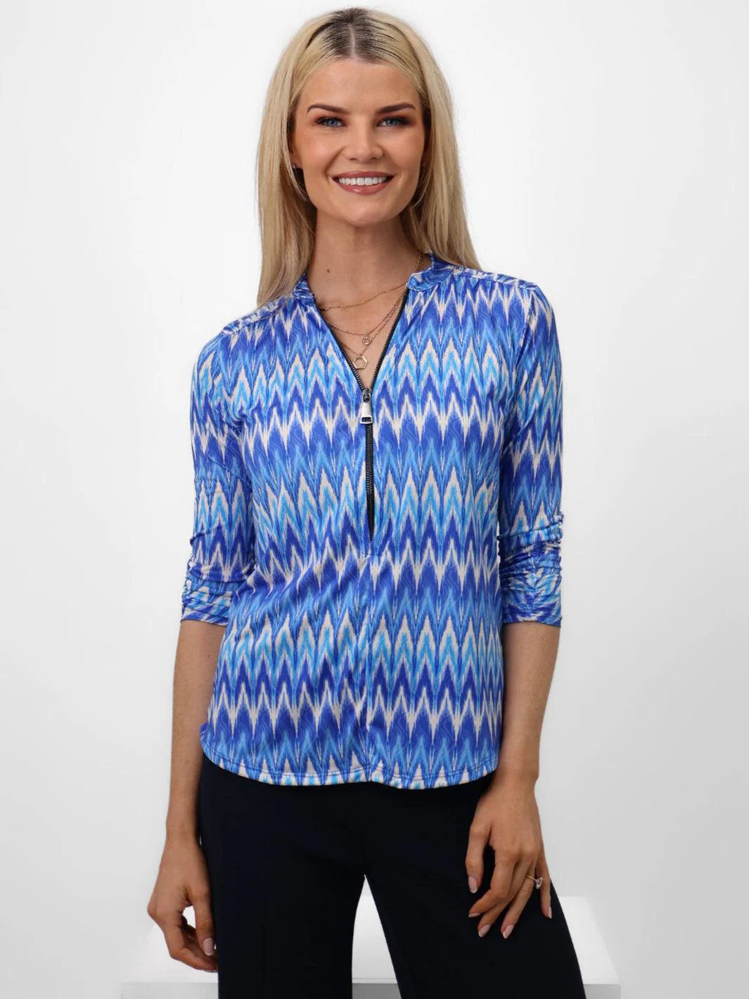 Kate And Pippa Blue Zip top
