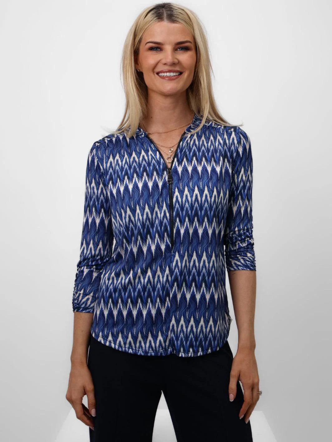 Kate And Pippa Navy Zip Top
