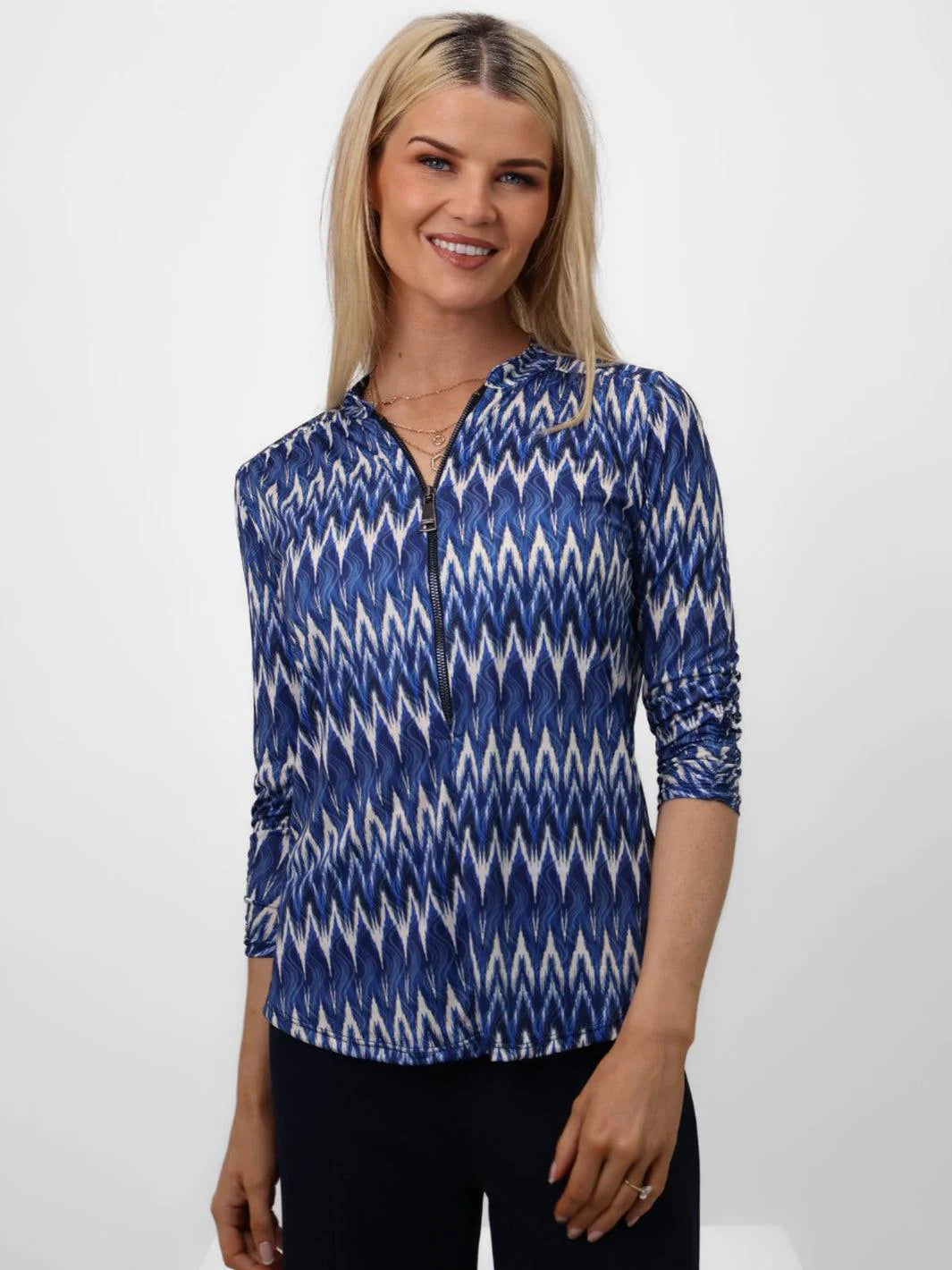 Kate And Pippa Navy Zip Top
