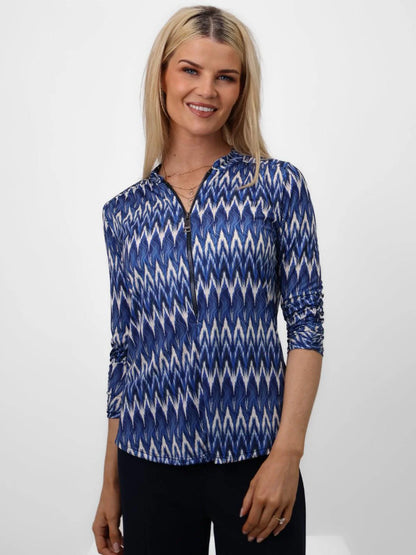 Kate And Pippa Navy Zip Top