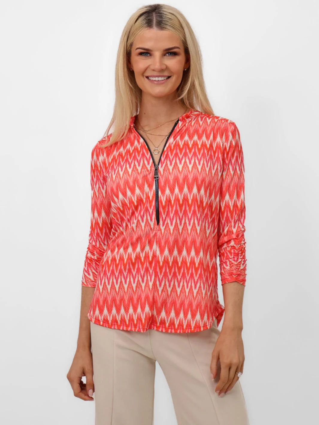 Kate And Pippa Orange Zip top