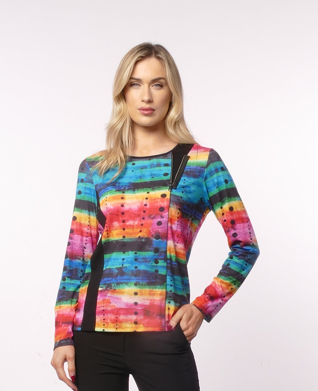 Libra Multicoloured print top with zip detail  Lt1943