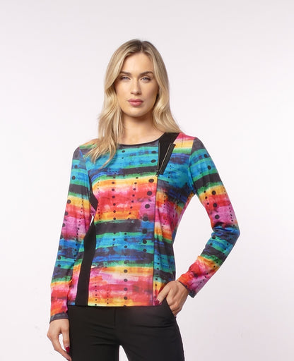 Libra Multicoloured print top with zip detail  Lt1943