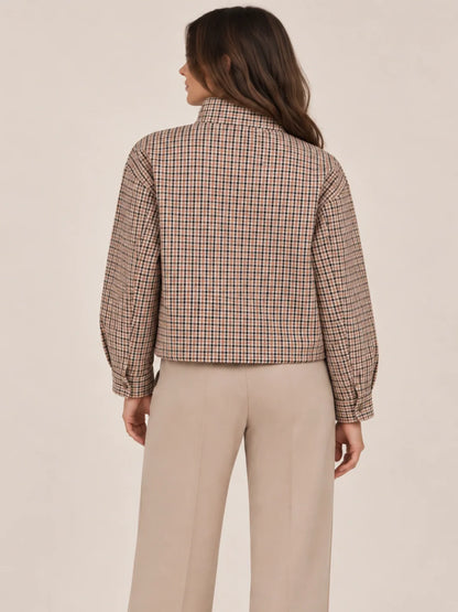Kate And Pippa Cotswold Heritage Check Jacket with funnel neck Zip and pockets