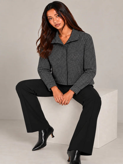 Kate And Pippa Cotswold Heritage Check Jacket with funnel neck Zip and pockets