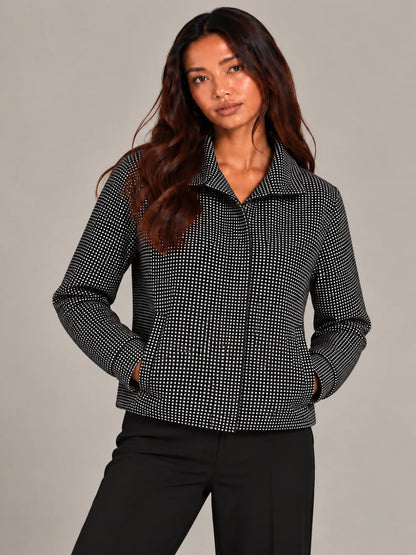 Kate And Pippa Cotswold Heritage Check Jacket with funnel neck Zip and pockets