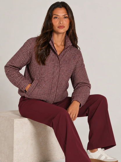 Kate And Pippa Cotswold Heritage Check Jacket with funnel neck Zip and pockets