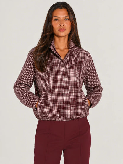 Kate And Pippa Cotswold Heritage Check Jacket with funnel neck Zip and pockets
