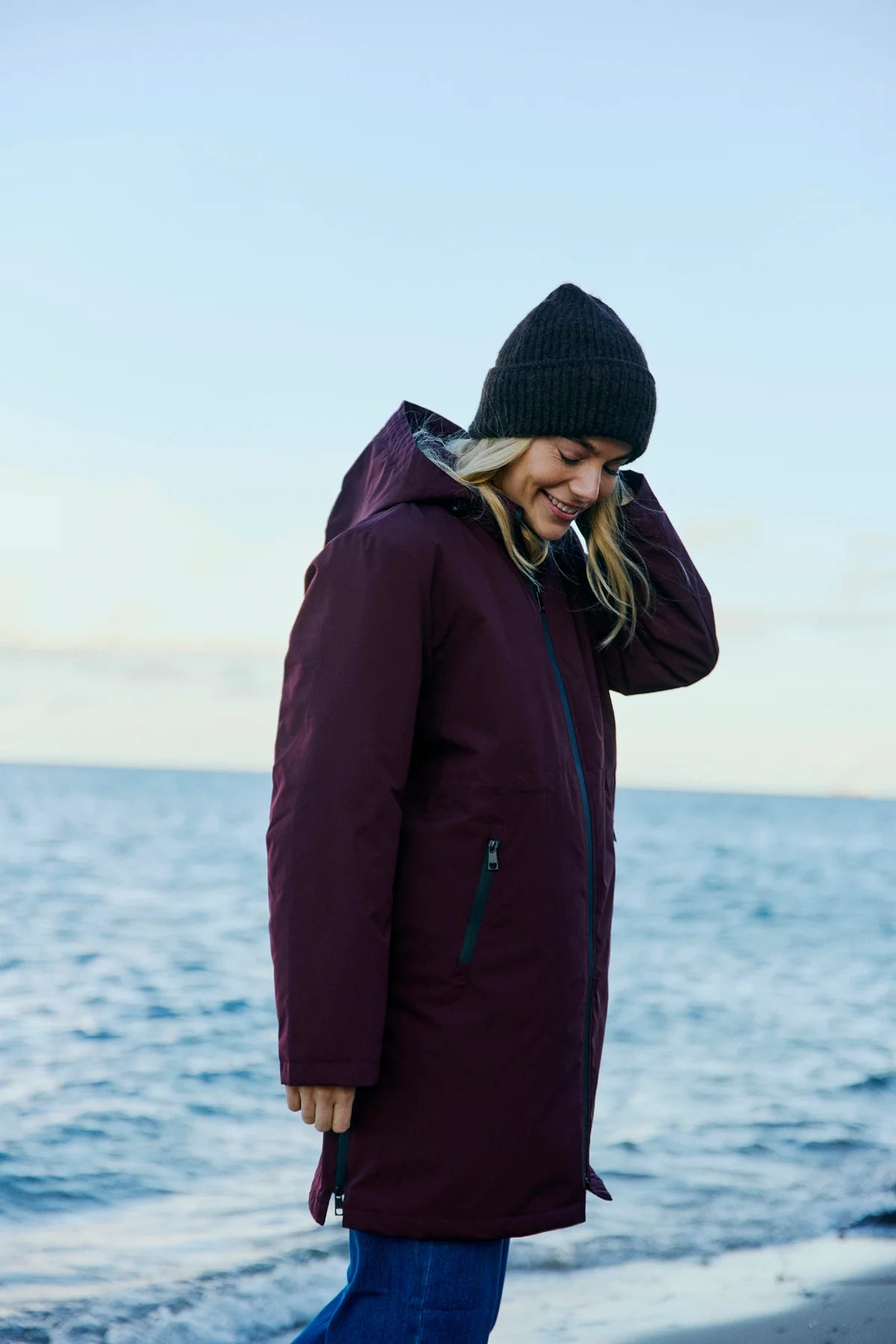 Water Repellent Quilted Rain Jacket with Hood in Port Royal  200222