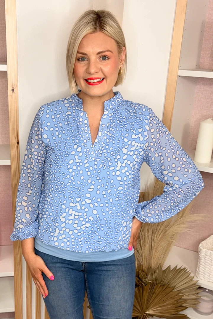 Kate Band Top in Baby Blue or Baby Pink Print