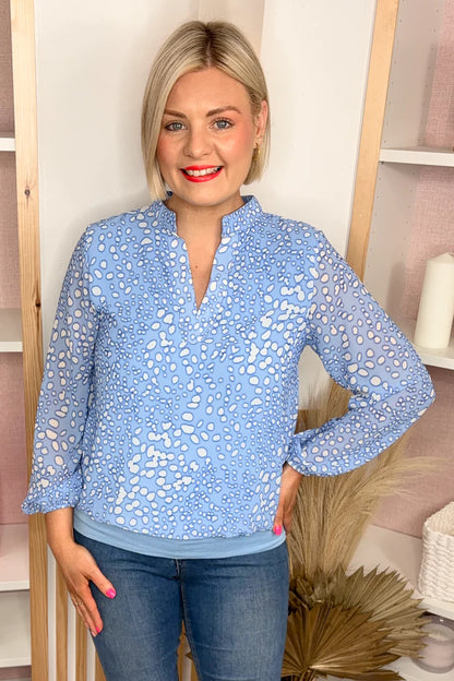 Kate Band Top in Baby Blue or Baby Pink Print
