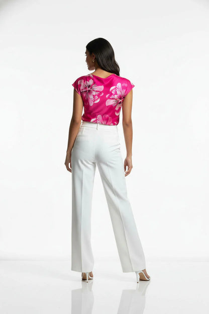 Marc Angelo Mia Satin Cowl neck top in Cerise or Royal blue Print