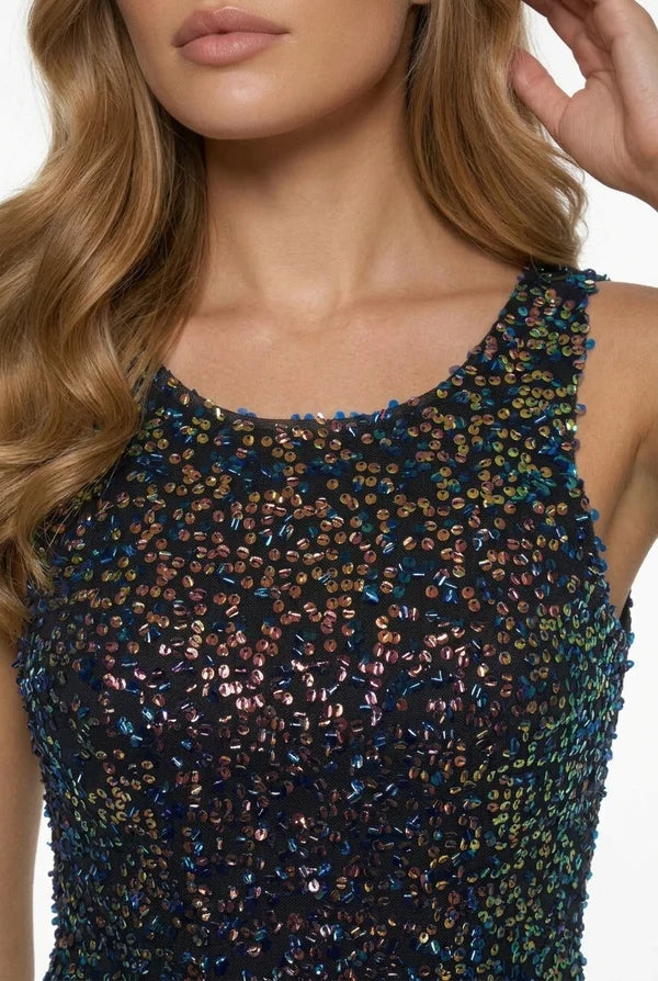 Marc Angelo Sequin Tank Top in Black  8130