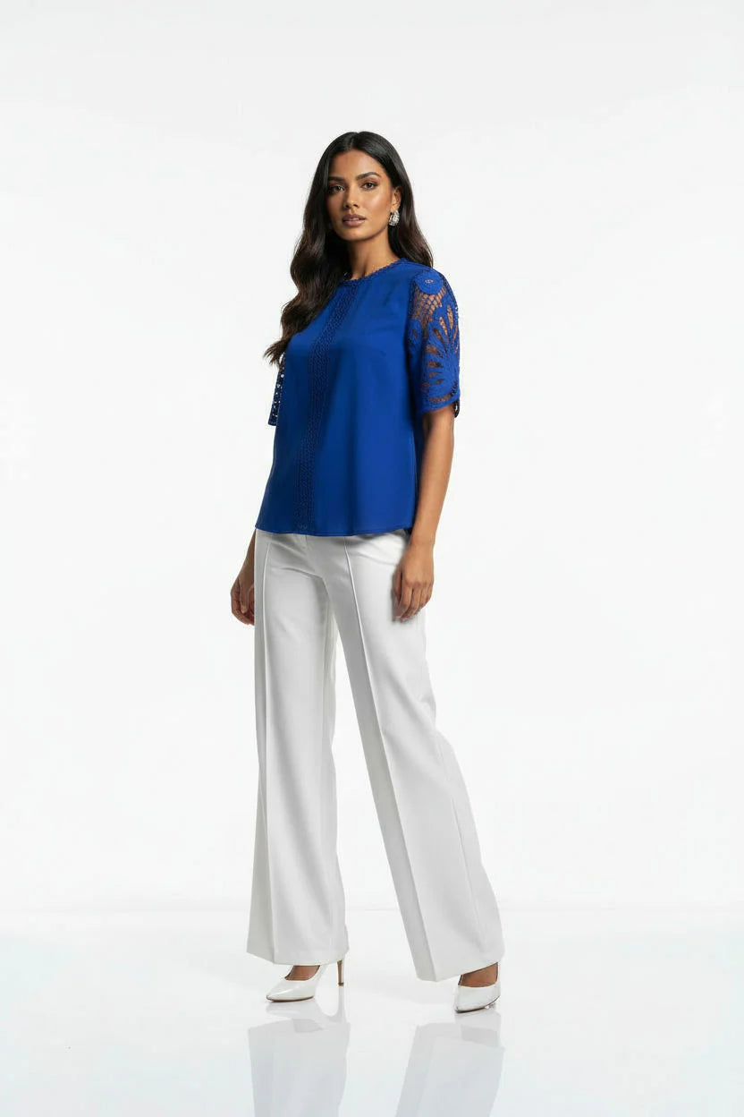 Marc Angelo Lace Sleeve Top. Royal Blue or Pink Ma821660