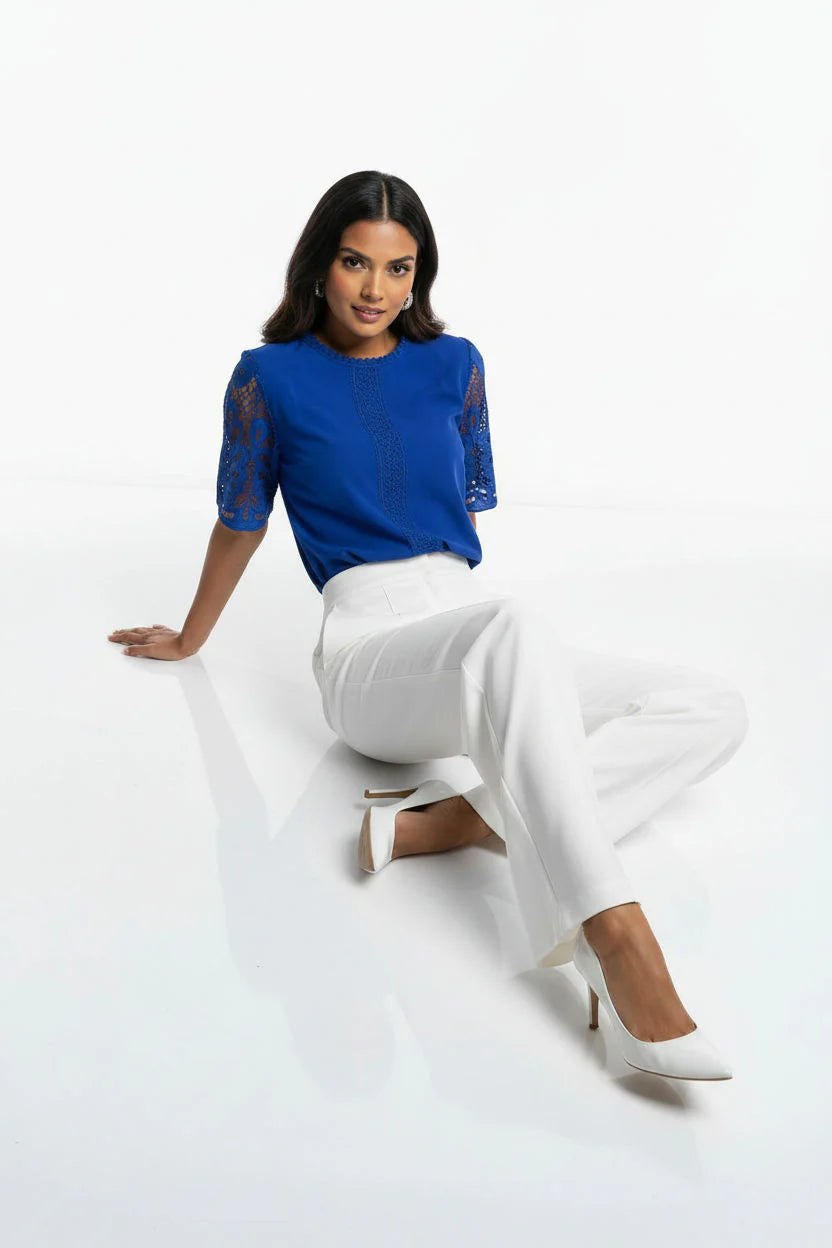 Marc Angelo Lace Sleeve Top. Royal Blue or Pink Ma821660