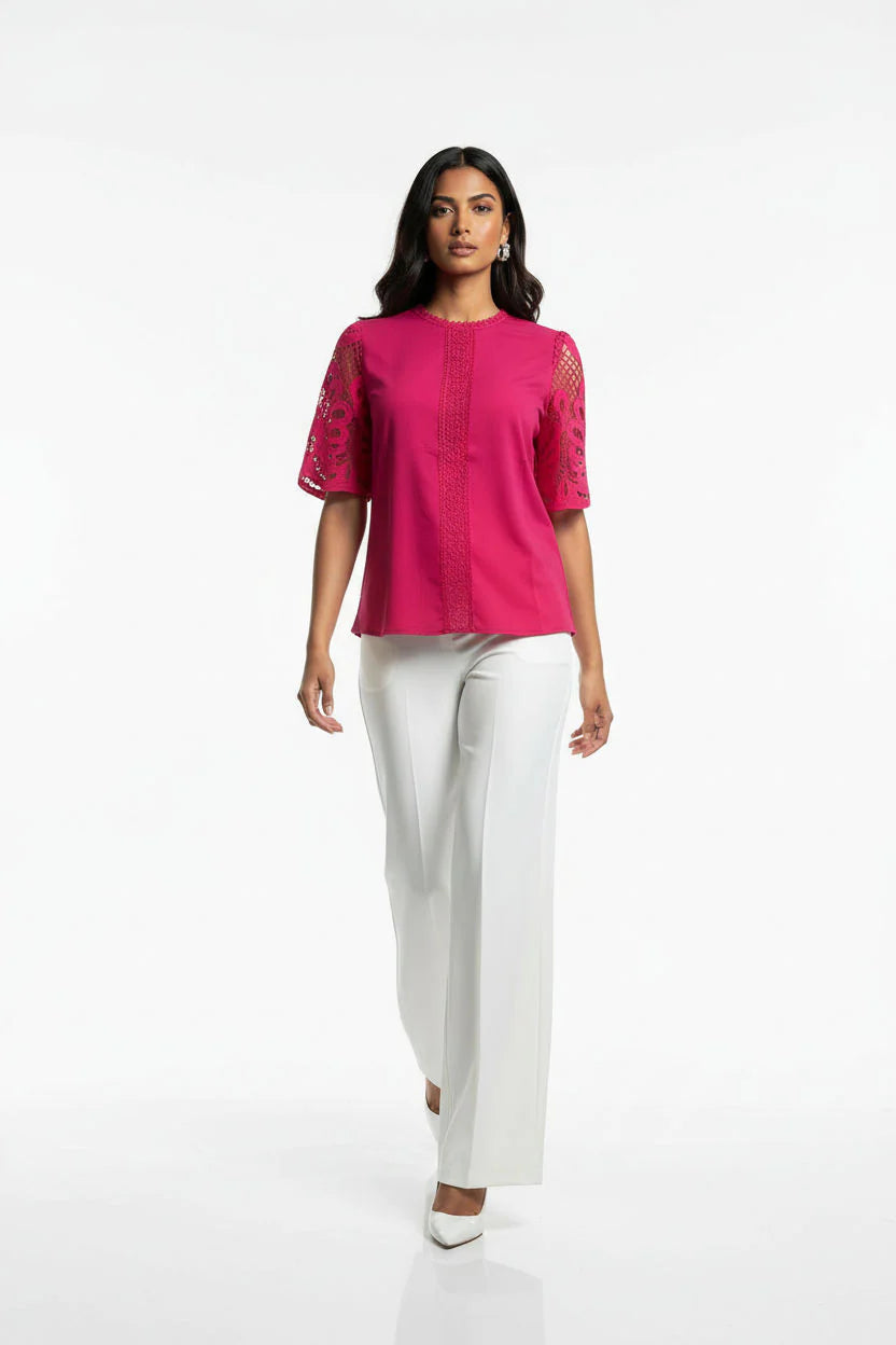 Marc Angelo Lace Sleeve Top. Royal Blue or Pink Ma821660