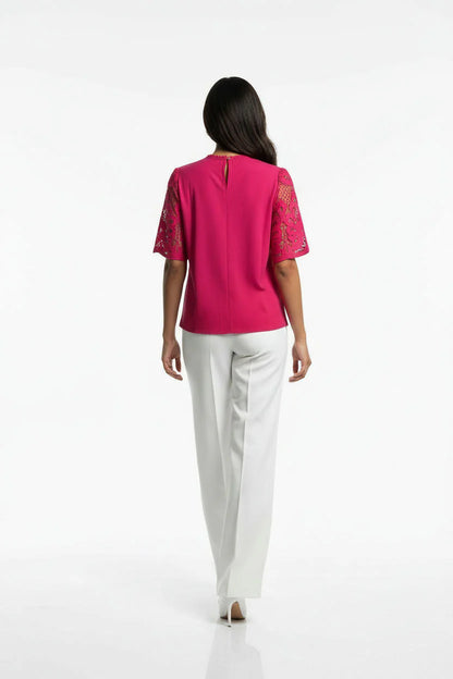 Marc Angelo Lace Sleeve Top. Royal Blue or Pink Ma821660