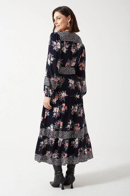 Marc Angelo Sammy Boho Floral print maxi dress. Navy