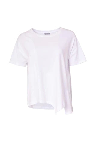 Naya Cotton T Shirt with Asymmetric hem. White or Nectarine Nas24112