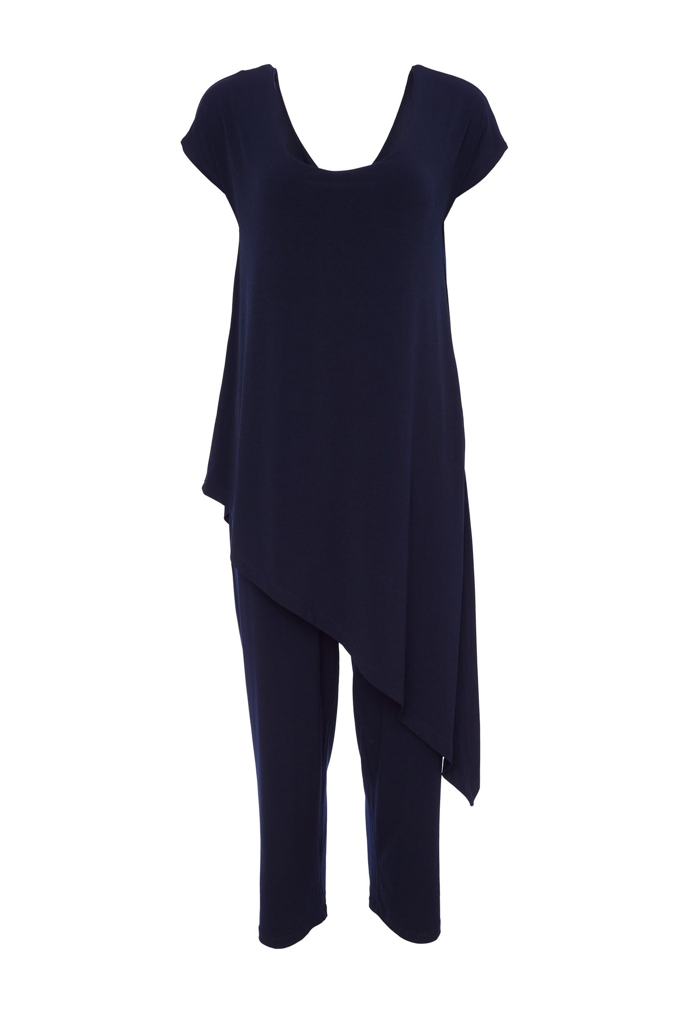 Naya Jersey Jumpsuit with asymmetric panel  Navy Nas24165