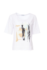 Naya  Cotton T Shirt with graphic neutral print Nas24364
