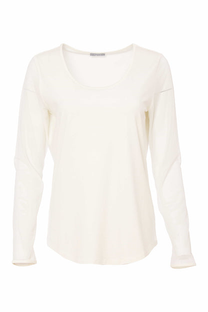 Naya Jersey Round neck top with Mesh Sleeve Black or Cream Nas25106