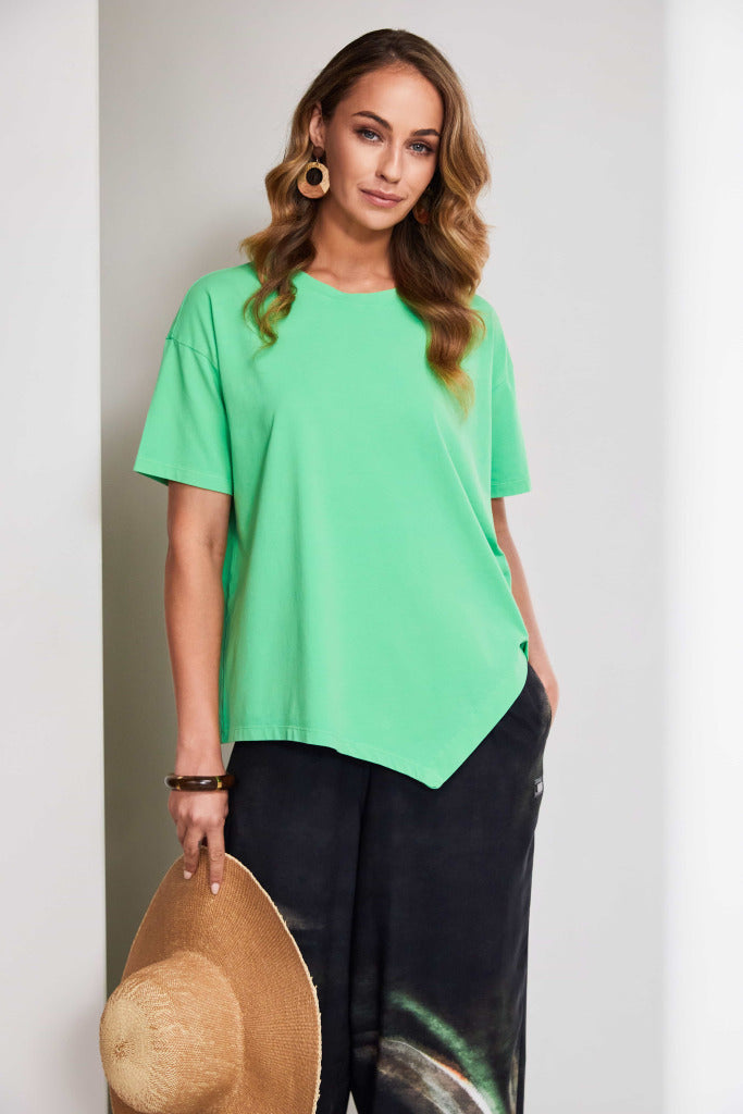 Naya Cotton t Shirt with asymmetric hemline Nas25112a