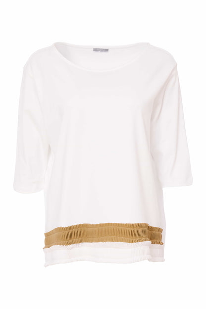 Naya Jersey top with pleated colour trim hemline Nas25123