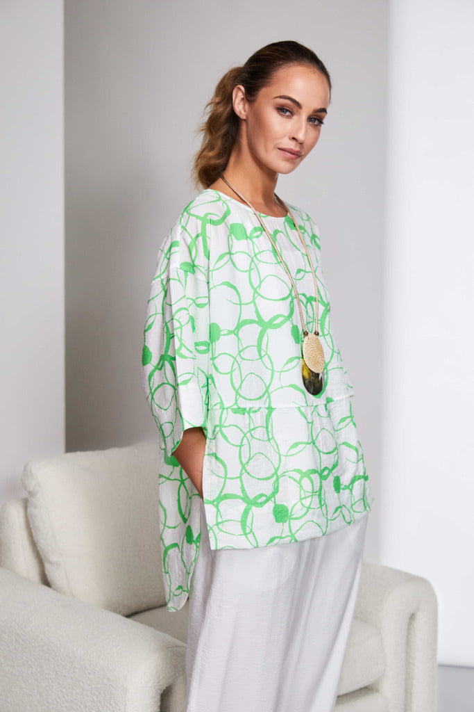 Naya round neck circular squiggle print tunic Nas25137