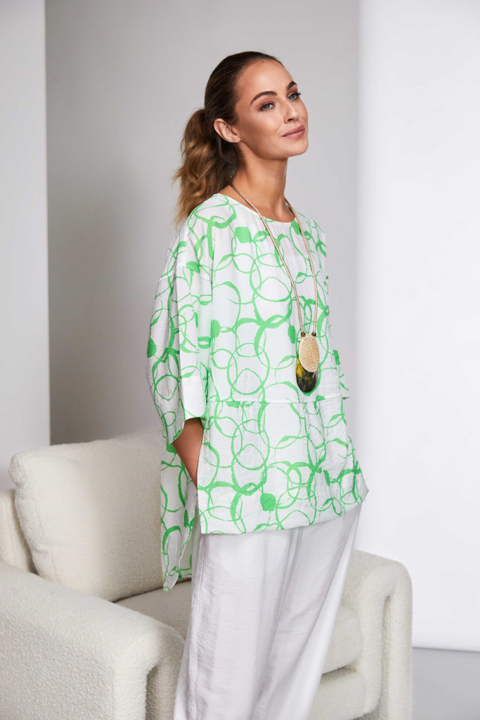 Naya round neck circular squiggle print tunic Nas25137