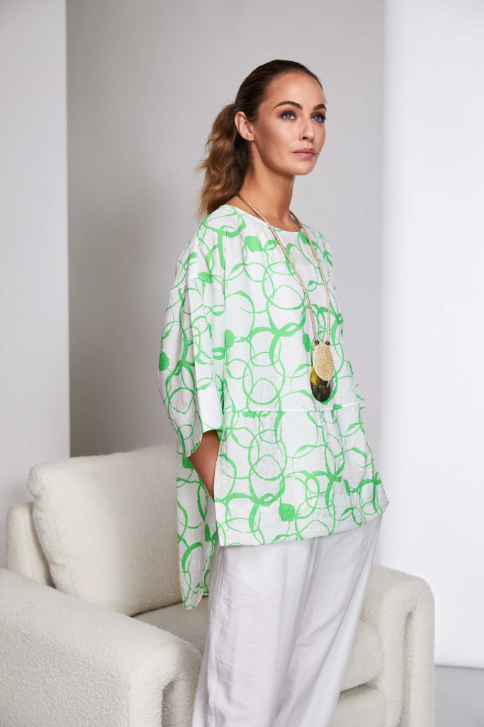 Naya round neck circular squiggle print tunic Nas25137