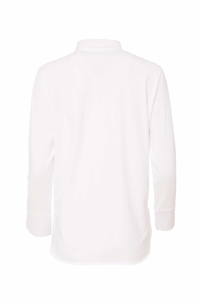 Naya Crisp White Cotton Shirt with Split cuff and rounded hem Nas25141