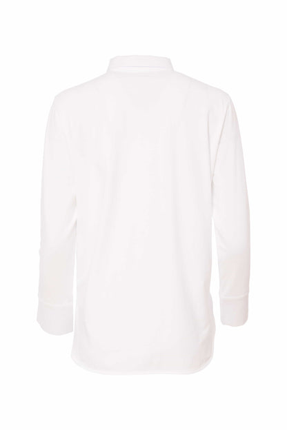 Naya Crisp White Cotton Shirt with Split cuff and rounded hem Nas25141