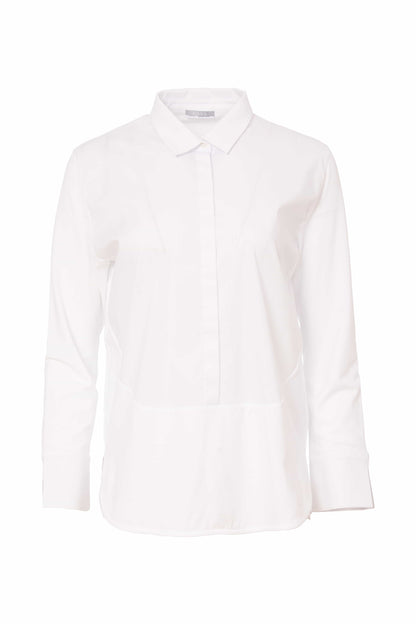 Naya Crisp White Cotton Shirt with Split cuff and rounded hem Nas25141