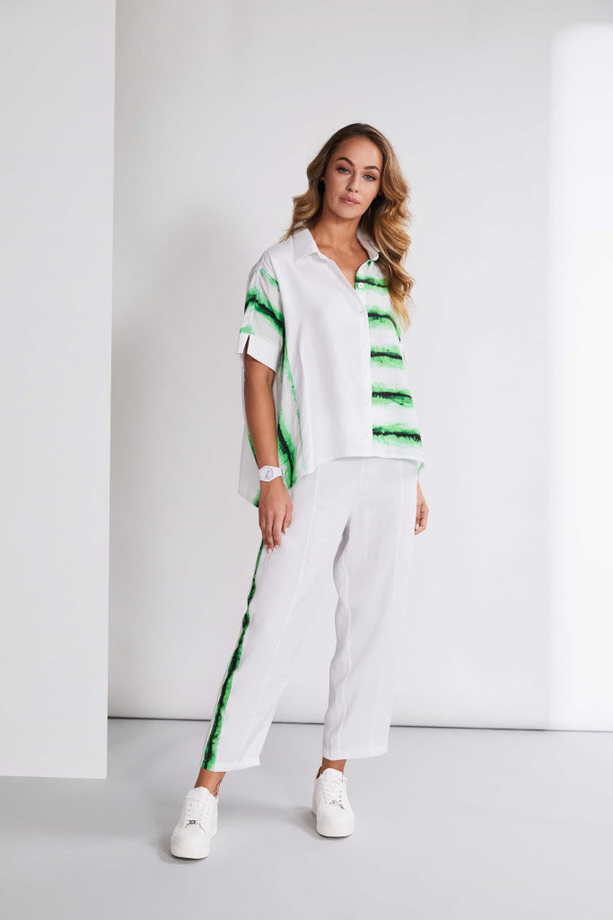 Naya Blurred stripe print shirt with contrast front panel Nas25148