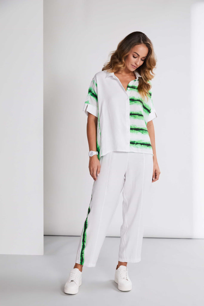 Naya Blurred stripe print shirt with contrast front panel Nas25148