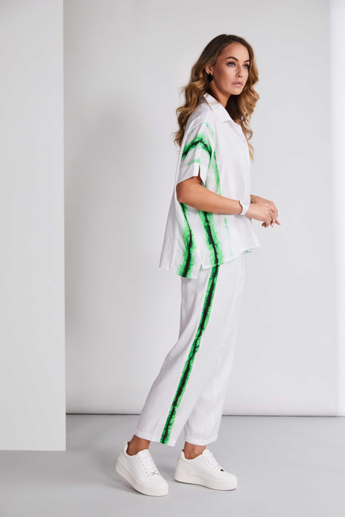 Naya Blurred stripe print shirt with contrast front panel Nas25148