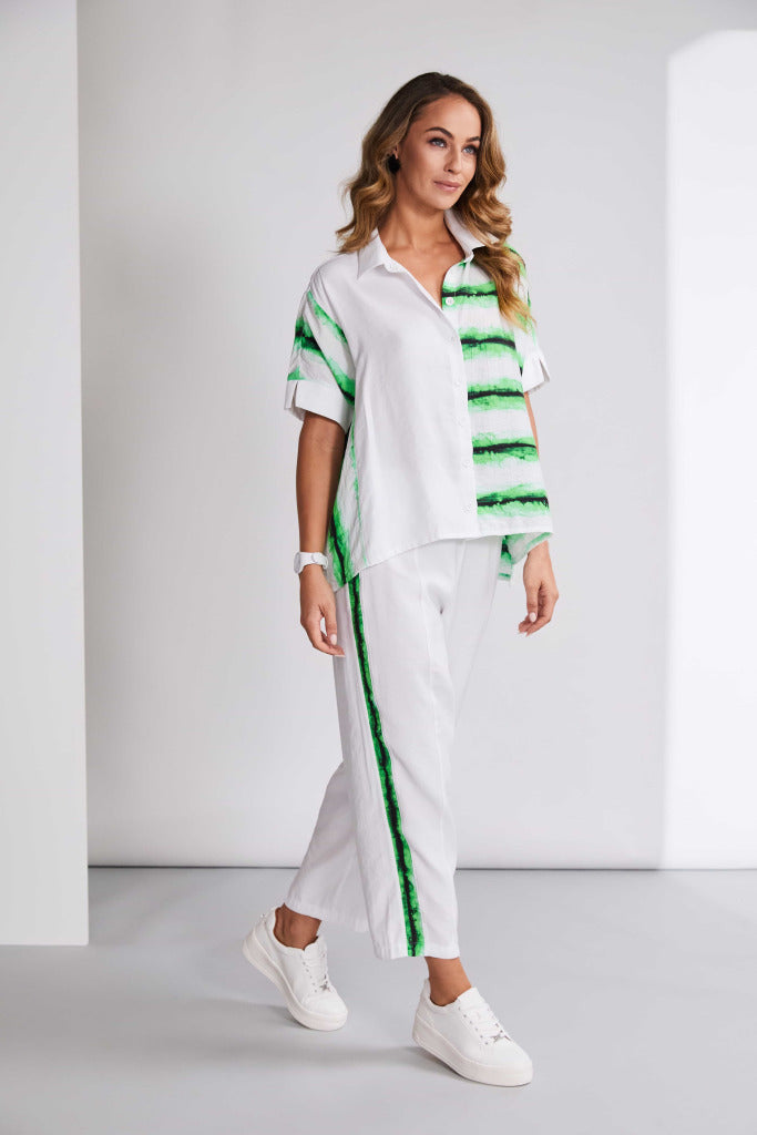 Naya Blurred stripe print shirt with contrast front panel Nas25148