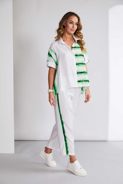 Naya Blurred stripe print shirt with contrast front panel Nas25148